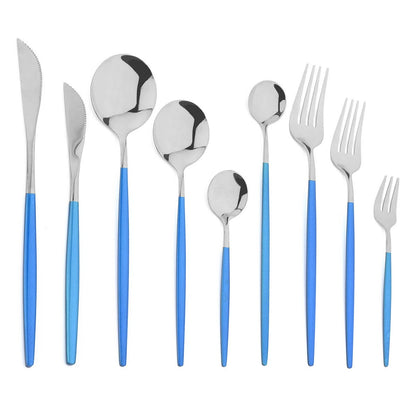 Blue Cutlery Set 18/0 Stainless Steel Gold Dinnerware Set Silverware Flatware Set Dinner Knife Fork Spoon Dropshipping