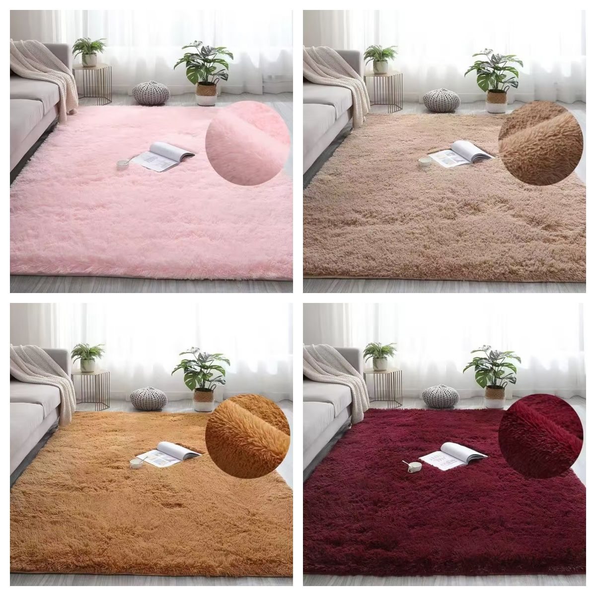 VIKAMA Tie-dyed Fluffy Carpets For Living Room Decor Bedside Rug Warm Plush Floor Mats Children's Room Play Mats Furry Carpet