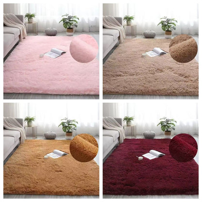 VIKAMA Tie-dyed Fluffy Carpets For Living Room Decor Bedside Rug Warm Plush Floor Mats Children's Room Play Mats Furry Carpet