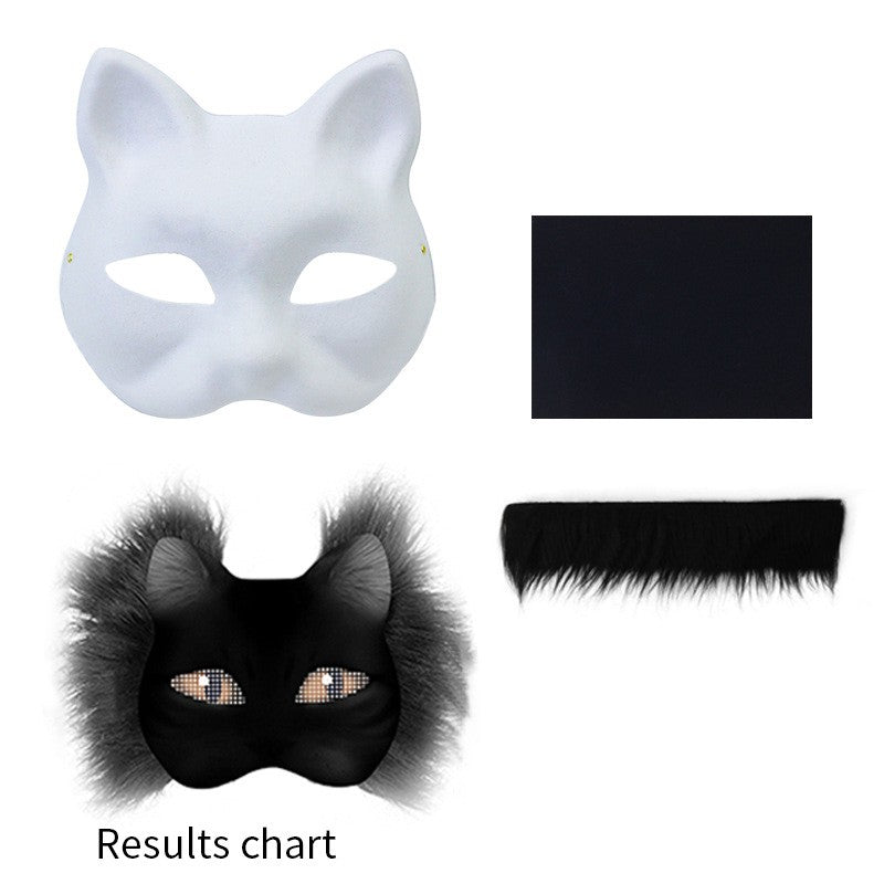 Therian Mask Kit Hand-Made Fox Themed Blank Half Face Hand-painted Mask DIY Masks For Makeup Ball Halloween Party Christmas Gift