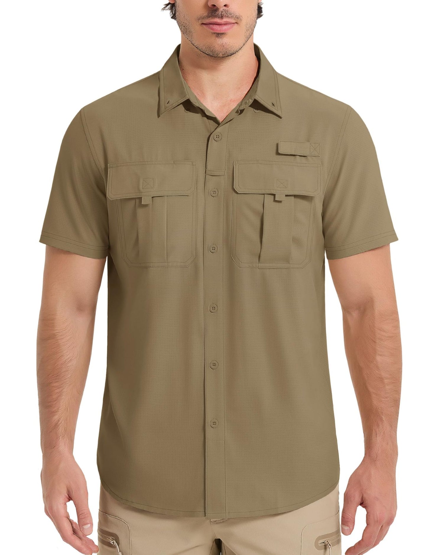 TACVASEN UPF 50+ Sun Protection Shirts Men's Quick Dry Outdoor Fishing Hiking Shirt Mesh Breathable UV Work Cargo Shirts Men