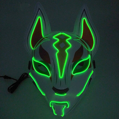 Cool Neon Light up Fox Mask Men Luminous Disguise Masks Glow in the Dark Cosplay Costume Trick or Treat Decoration