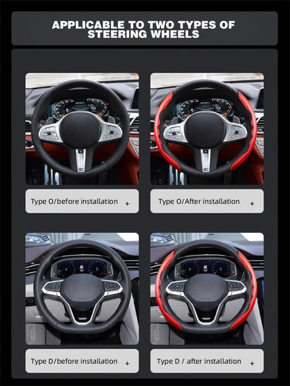 Capa Universal Antiderrapante de Fibra de Carbono para Volante de Carro, Capa Auxiliar para Volante de Carro, Acessórios Antiderrapantes