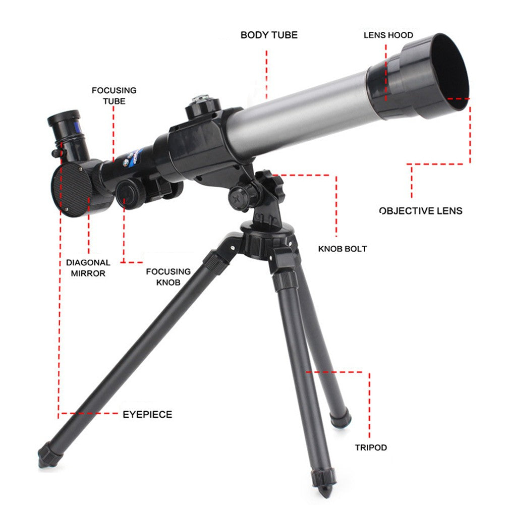 Telescópio Astronômico Infantil Monocular com Quebra-Cabeça Científico Refrator Inteligente Ferramenta de Ensino com Ocular 20X 30X 40X