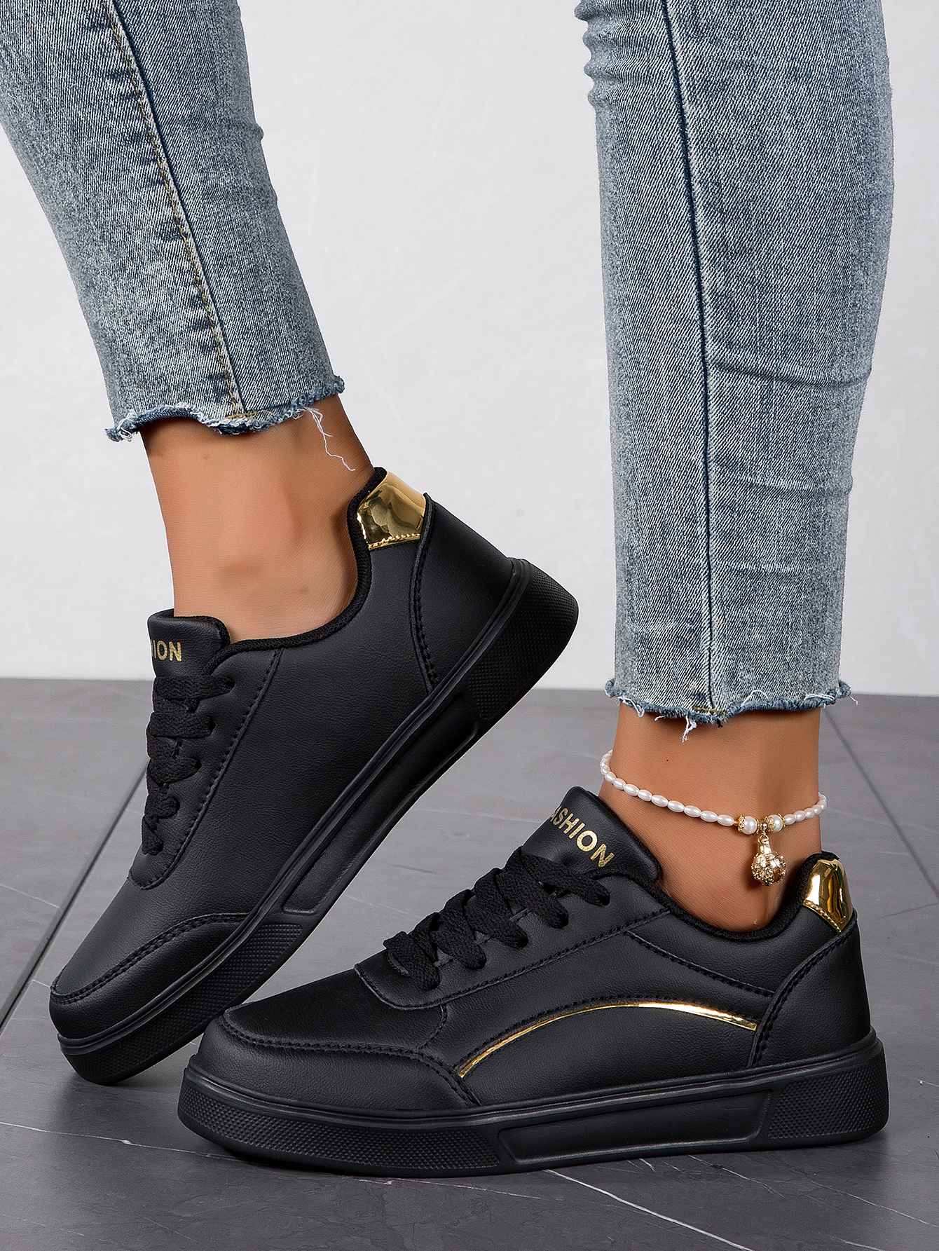 Baasploa Tênis Casual Feminino de Couro com Plataforma para Mulheres Clássicos Confortáveis Sapatos de Skate Antiderrapantes