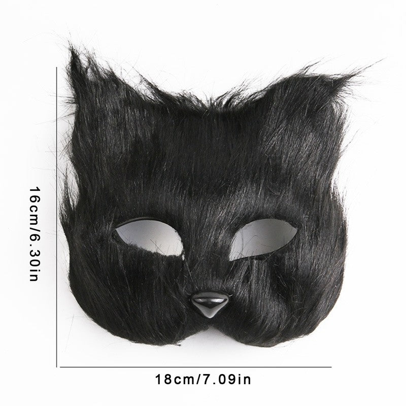 Fox Shape Face Eye Mask Christmas Carnival Party Cosplay Cat Animal Hair Mask Halloween Costume Props Makeup Plastic Face Mask