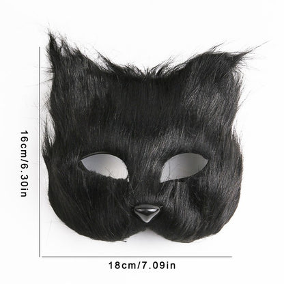 Fox Shape Face Eye Mask Christmas Carnival Party Cosplay Cat Animal Hair Mask Halloween Costume Props Makeup Plastic Face Mask