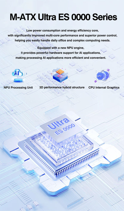 Ultra ES 0000 Series Motherboard Integrated CPU(Refer to U5 125H U7 155H 165H) DDR5 RAM AI ARGB LGA115X PCIe 3.0x8 Placa base