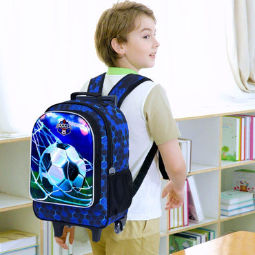 3PCS Rolling Backpack for Girls and Boys, Kids Roller Wheels Bookbag, Wheeled Elementary School Bag with Lunch Bag