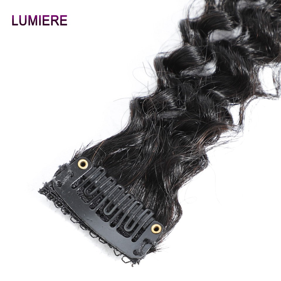 Extensões de Cabelo Humano Ondulado Profundo para Aplique Brasileiro 100% Cabelo Humano Virgem Puro 8 Peças/Conjunto Cabeça Inteira Para Mulheres 18A Trama Dupla