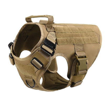Coleira Peitoral Tática para Cães com Alça e Bolsas Molle para Cães de Porte Médio e Grande, Colete Militar de Treinamento para Pets, Coleira Ajustável para Cães de Serviço