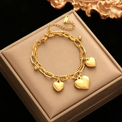 EILIECK Pulseira Feminina de Aço Inoxidável 316L Dourada com Estrela-do-mar, Lua e Estrela, Joia da Moda, Presente para Festa