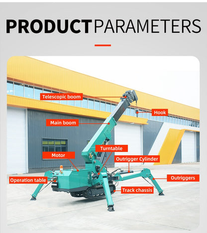 5 Ton Spider Crane with Modular Design, Quick-Change Attachments & Universal Tool Interface for Versatility