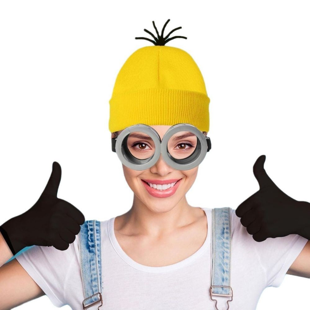 Cartoon Cosplay Fantasy Costume Disguise For Adult Kids Yellow Beanie Stretchy Gloves Steampunk Goggles Halloween Party Costume