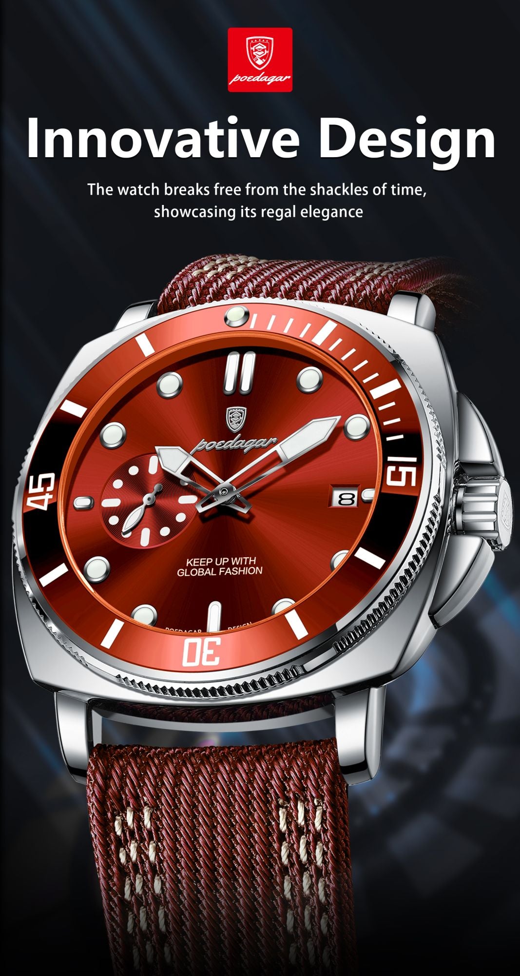 POEDAGAR Luxury Fashion Man Watch Luminous Waterproof Date Sport Watches For Men Nylon Leather Quartz Business Men's Clock Reloj