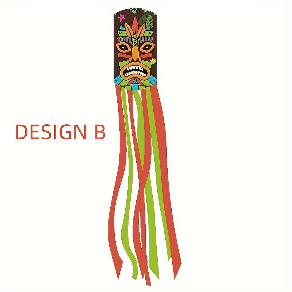 1 pcs Luan Tiki Totem Outdoor Windsock ,Tropical Party Celebration Garden Windsock decoration Aloha Hawaiian Ocean Decor