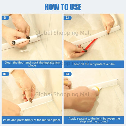 Barreira de Água Dobrável para Box de Chuveiro, Limite de Contenção de Água, Vedação Impermeável para Banheiro e Cozinha, Mantém a Água Dentro, Separação Seco/Molhado