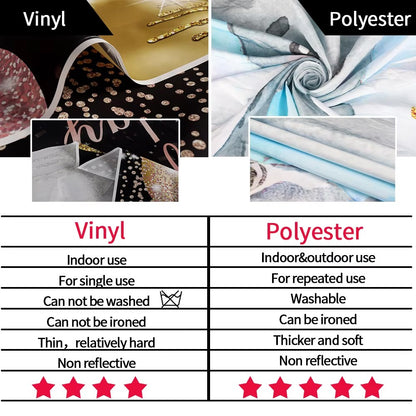 Custom Photo/Text Backdrop Personalized Photography Background for Birthday/Wedding/Holiday Decoration Vinyl Polyester Materials