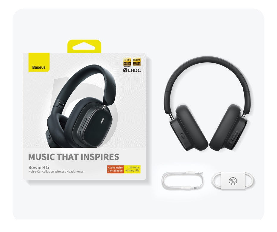 Baseus Bowie H1i Wireless Headphones Bluetooth 5.3 Active Noise Cancellation Headsets Overhead Hi-res Spatial Audio Headphone