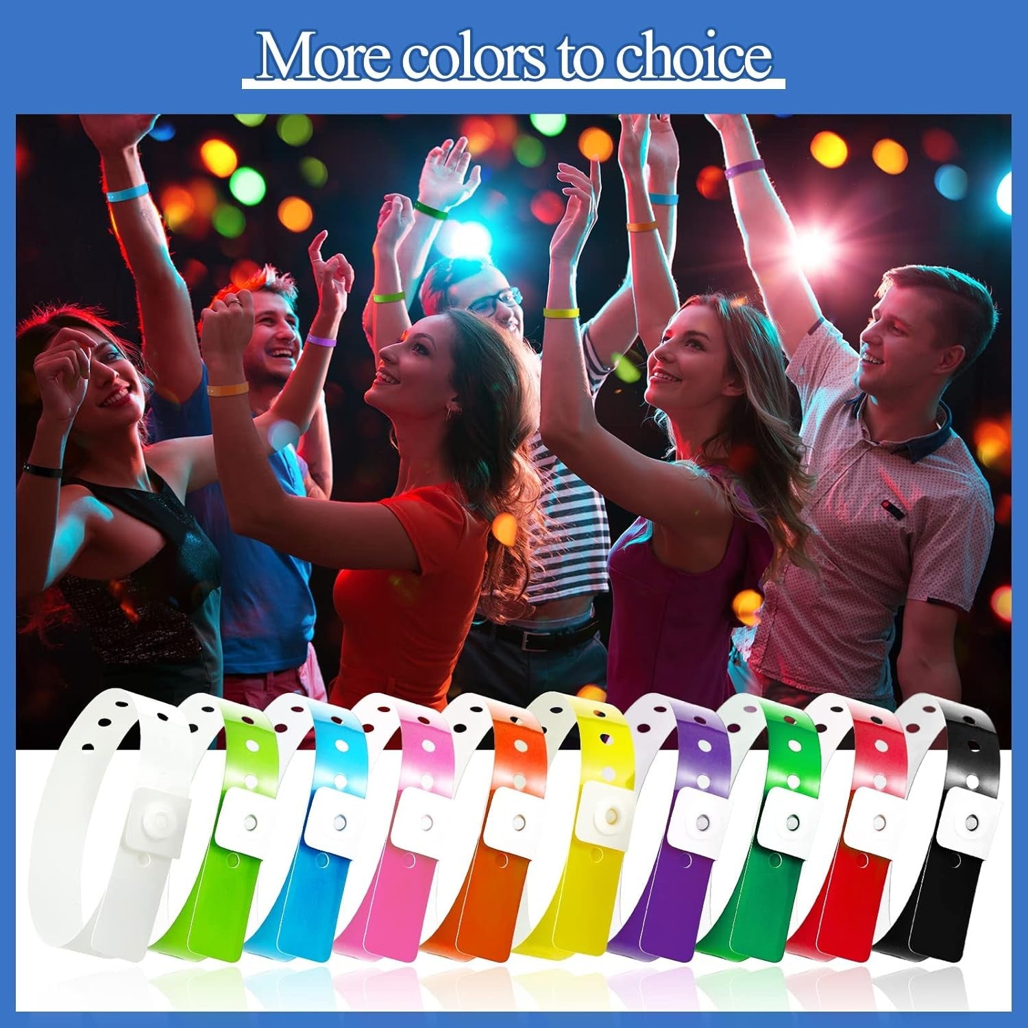 1000 Pcs Neon Wristbands for Events Multicolor Vinyl Wristband Plastic Arm Band Identification Wristband with Snap for Party