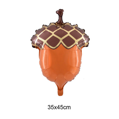 Cartoon Animal Standing Squirrel Balloon Pinecone Shaped Aluminum Film Balloon Forest Theme Baby Shower Birthday Party Decor