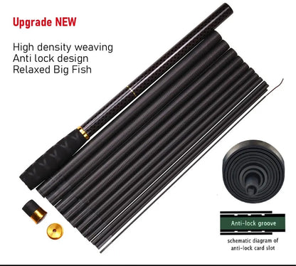 Vara de Pesca BAKAWA Stream Telescópica 3.6M/3.9M/4.5M/5.4M/6.3M/7.2M 100% Fibra de Carbono Pesca de Carpa em Água Doce Pesca de Viagem
