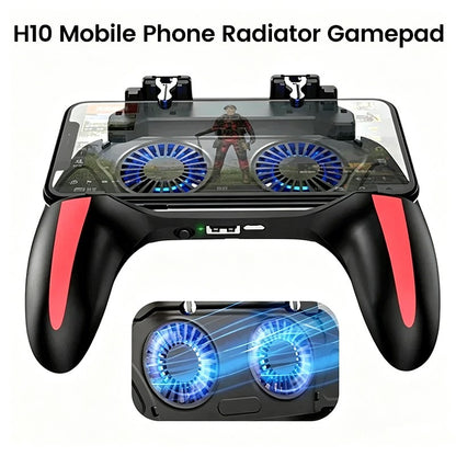 H10 4 Fingers Mobile Phone Game Handle with Radiator Aim Shooting Gamepad Joystick Controller for IOS Android Gaming Accessories