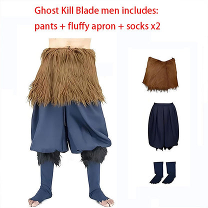 Disfraz de Anime bilibili Demon Slayer Hashibira Inosuke, disfraz de Halloween para adultos, pantalones elegantes, ropa, máscara