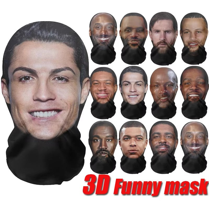 New 3D Printed Funny Mask Elastic Mesh Disguise Full Face Mask for Men Women Cosplay Headwear Hip Hop Fashion Hood Hat Headgear