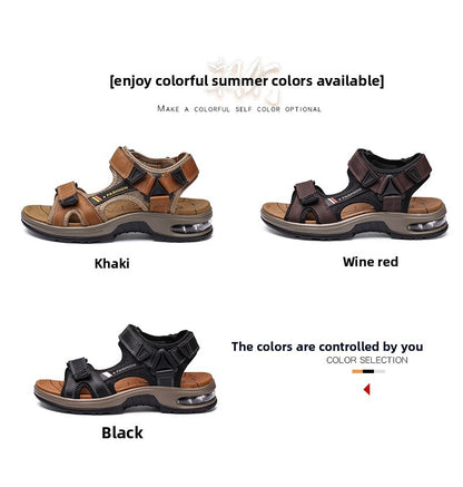 Fashion Men's Sandals Summer Soft Beach Flip Flop Comfortable Genuine Leather Sandals Outdoor Men Roman Sandals Size 46