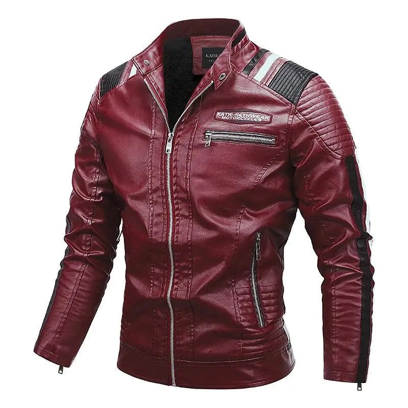 Mens Vintage Motorcycle Jacket 2025 Men Fashion New Biker Leather Jacket Male Embroidery Bomber Coat Winter Fleece Pu Overcoat