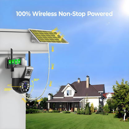 10x Zoom 4G SIM Solar Camera Outdoor 6K 12MP Three Lens HD Night Vision IP Surveillance Camera Security Protection  PTZ CCTV Cam