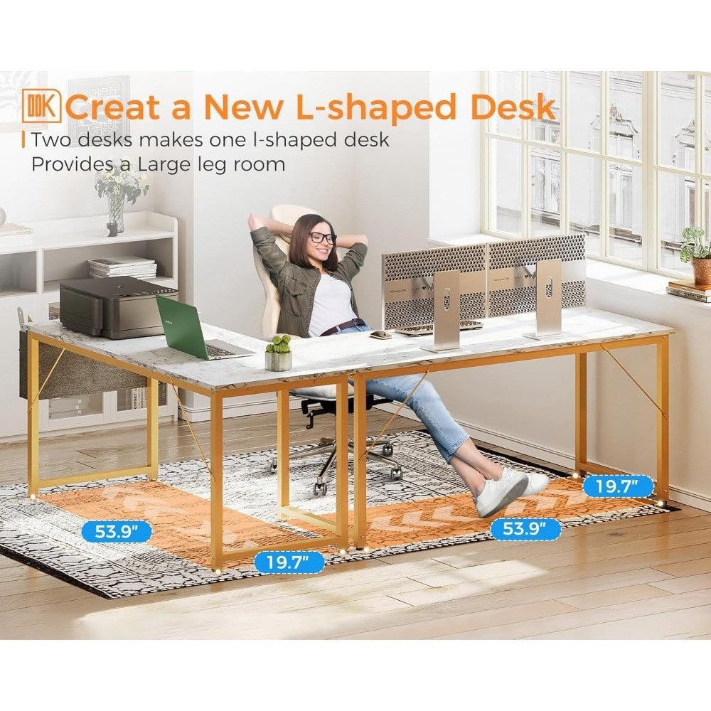 Computer Desk Large Office Desk, 55 Inch Gaming Desk with Storage, Modern PC Desk Work Table with Headphone Hook for Home Offic