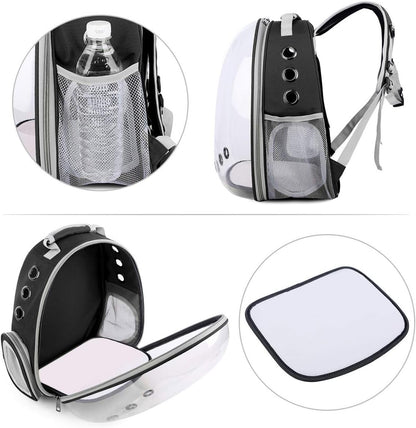 Mochila Transparente Cápsula Espacial para Transporte de Gatos e Pequenos Animais de Estimação, Filhotes, Gatinhos, Pássaros, Respirável para Viagem