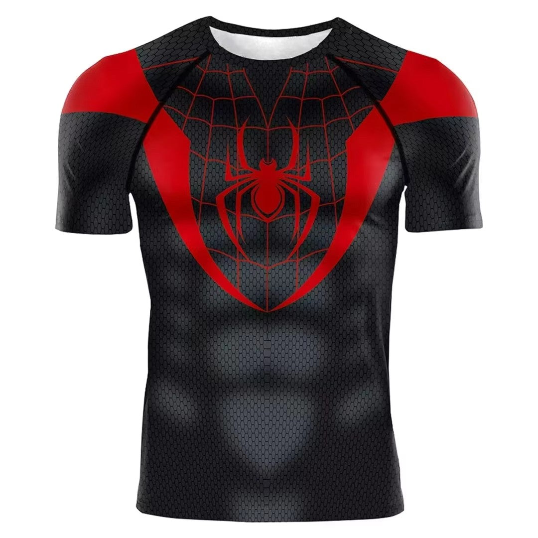 Superhero Tops Fitness Activewear Breathable Tees 2025 Summer New Men Compression T Shirt Spider Role Play Short Sleeve T Shirt
