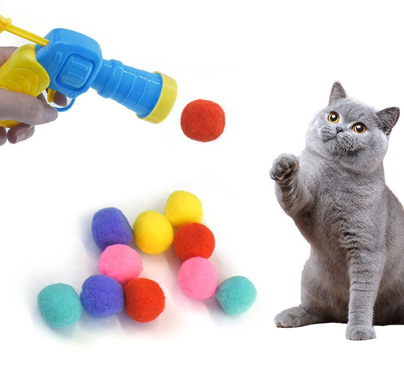 Bola de Pelúcia Atiradora de Gatos Aliviando a Depressão Brinquedo para Gatos Bola Silenciosa Mini Jogos de Armas Atiradoras de Bolas de Pelúcia Suprimentos para Animais de Estimação