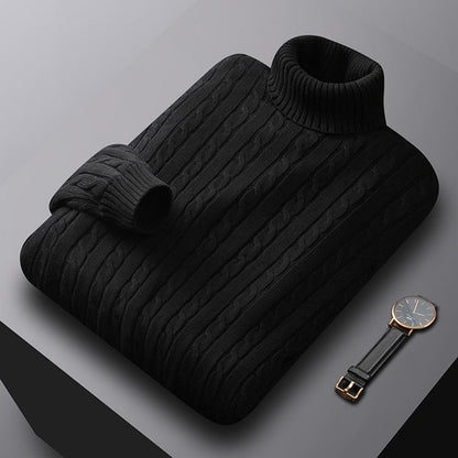 New Men's Turtleneck Sweater Solid Color High Neck Pullover Knitted Sweaters Casual Elastic Sweatwear Mens Fall Winter