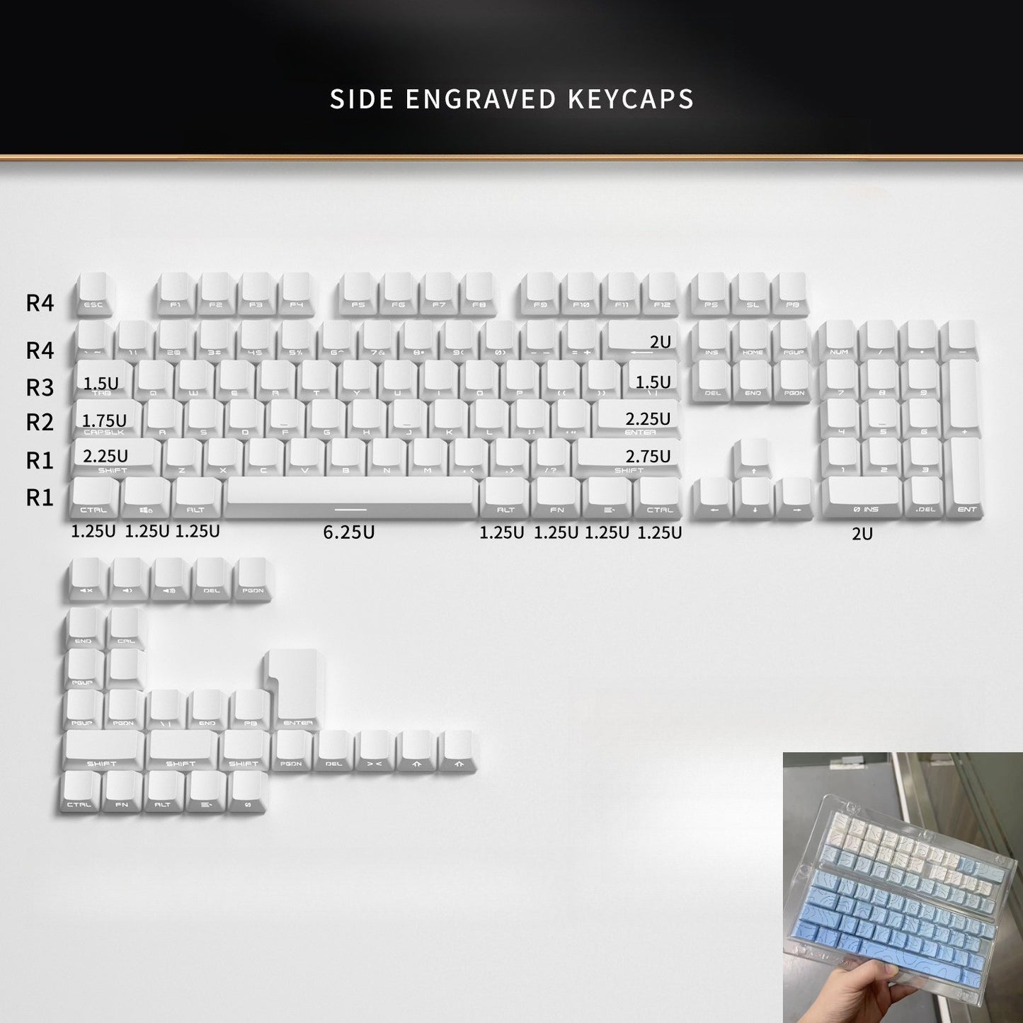Novas Teclas 133 Gradiente Verde Shine Through Keycaps Impressão Lateral PBT Keycap Perfil Cherry Double Shot para Teclados Mecânicos