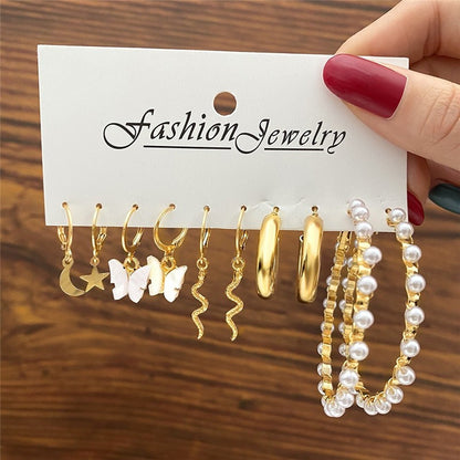 Brincos Grandes de Coração Dourado e Prateado YOBEST para Mulheres, Conjunto de Brincos Borboleta Pendurados, Presentes de Joias Femininas, Nova Moda, 2025