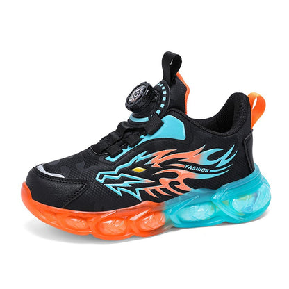 New Anti-skid Leather Kids Sneakers for Boys Running  Walking Lightweight Casual Shoes With Fashion Dragon Pattern Size 28-39