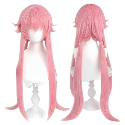 Anime The Future Diary Gasai Yuno Peruca para Cosplay Peruca Rosa Traje de Cabelo Sintético com Rabo de Cavalo Longo Perucas de Festa para o Halloween