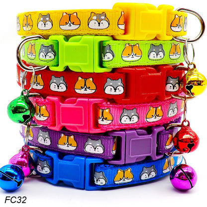 100Pcs Dog Collar With Bells Adjustable customize Necklace Puppy Kitten Collar Accessories Pet Shop Products Rabbit Neck Strap