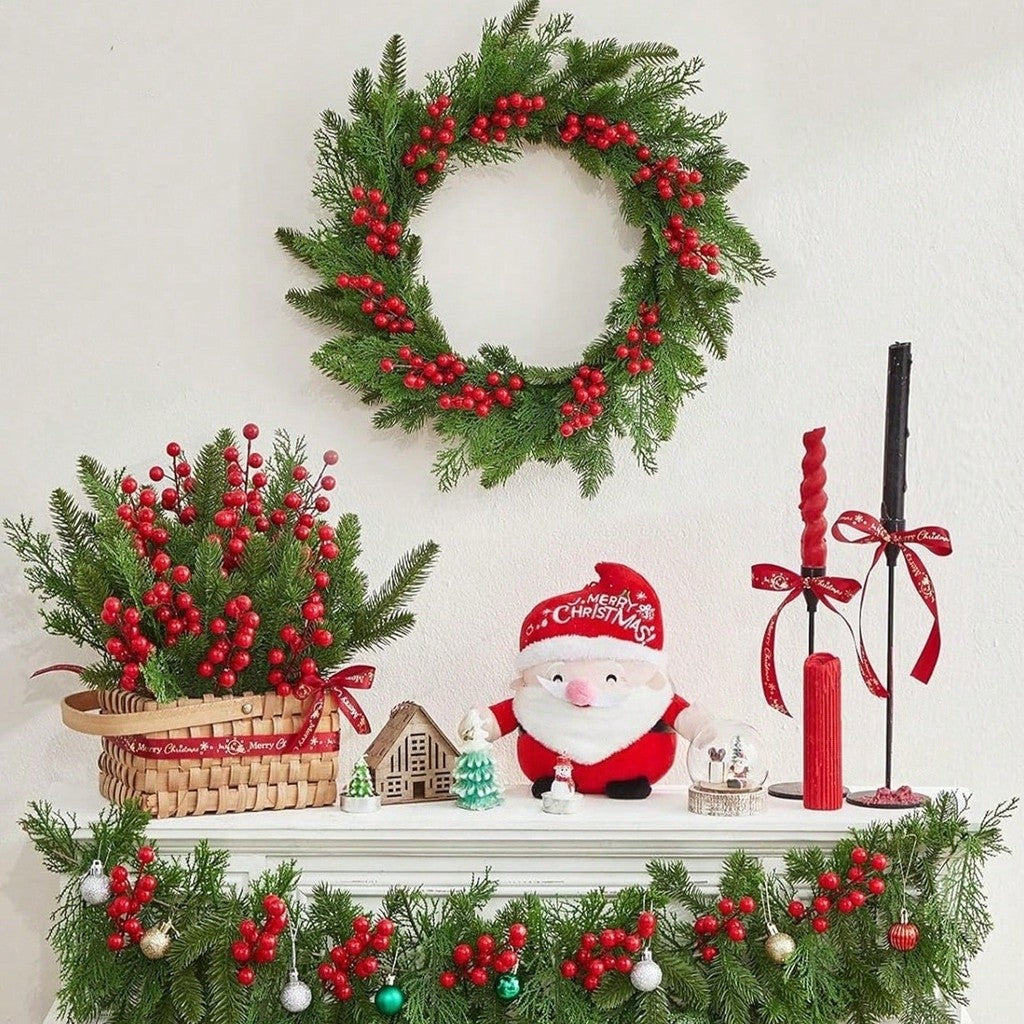 5/10/20Pcs Chritsmas Decoration Red Berry Branches Cherry Stamen For Home Decor Xmas New Year Gift Wedding Flowers Accessory