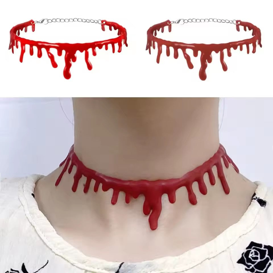 Halloween Decoration Horror Blooddrop Necklace Fake Blood Vampire Fancy Bloody Necklace Female Necklace Fear Blooddrop Necklace