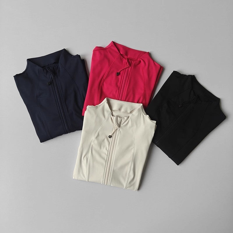 Women's Stand-up Collar Long Sleeve Zipper Jacket for Running Cycling Outdoor Pilates Yoga Fitness Slim Fit Autumn/Winter