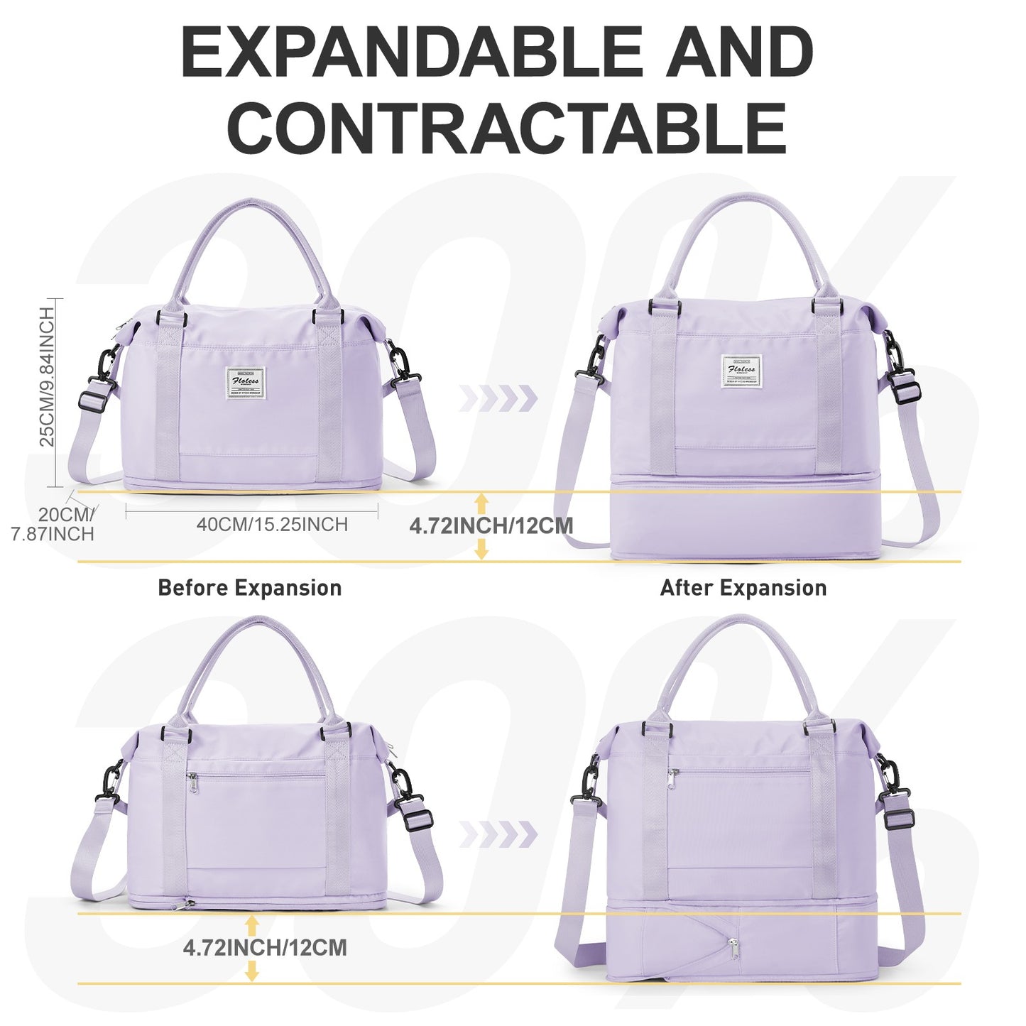 Travel Bags for Women Men, Expandable Handbag Travel Duffle Bag for Plane Ryanair 40x20x25 Cabin Weekend Bag Gym Bag Sports Bag