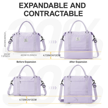 Travel Bags for Women Men, Expandable Handbag Travel Duffle Bag for Plane Ryanair 40x20x25 Cabin Weekend Bag Gym Bag Sports Bag