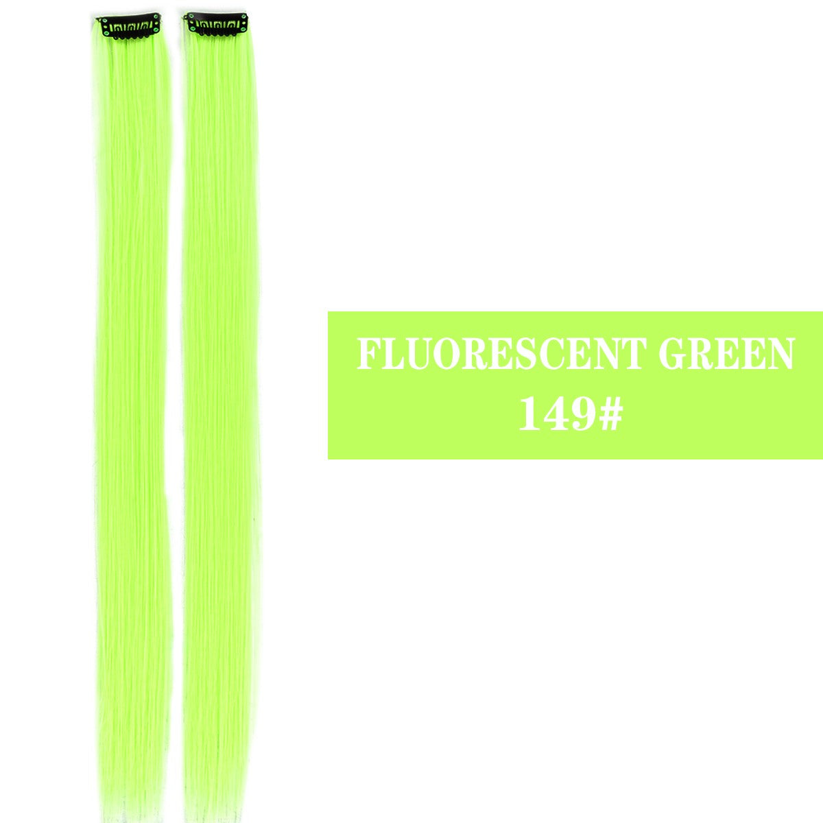 Extensões de Cabelo Sintéticas Coloridas de 2 Peças 50cm, Longas Lisas Rosa/Azul/Roxo para Halloween/Natal
