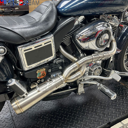 Slip-on Muffler Full Exhaust System 2-in-1 Muffler Pipe For Harley Dyna Low Rider S FXDLS Super Wide Glide FXD FXDWG   FXDF FXDB