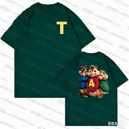 Alvin and The Chipmunks Cosplay Short Sleeve Tshirt Autumn Unisex S/P Movie Nerd Geek Anime Fashion Cotton Casual Pajama T-shirt